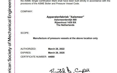 Vernieuwing ASME certificaat